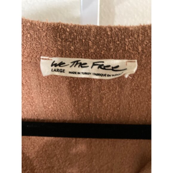 FREE PEOPLE Women’s Boho Long Sleeve Ribbed Henley Top Clay Large  EUC - Picture 3 of 6